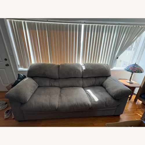 Used Simmons Upholstery Gray Harlow Plush Sofa for sale on AptDeco