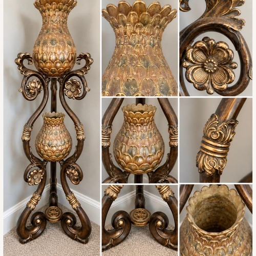 Used 67" Ornate Bronze & Gold Floor Lamp  for sale on AptDeco