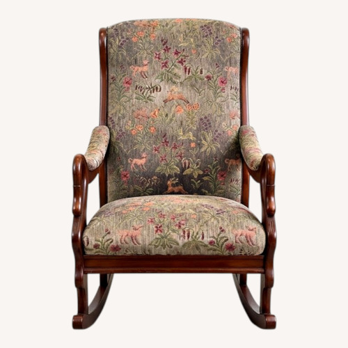Used Carved Wood Rocking Chair & Matching Ottoman for sale on AptDeco