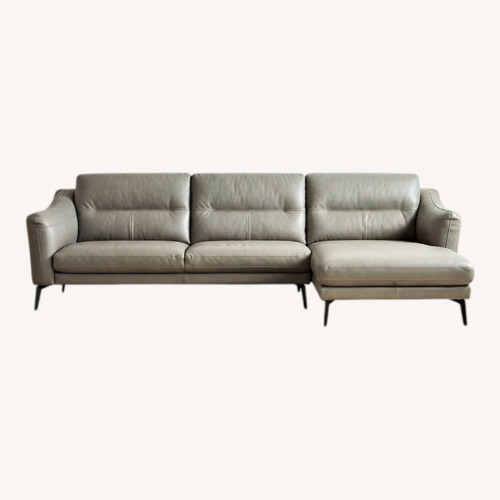 Used Stylish Gray Leather Sectional for sale on AptDeco