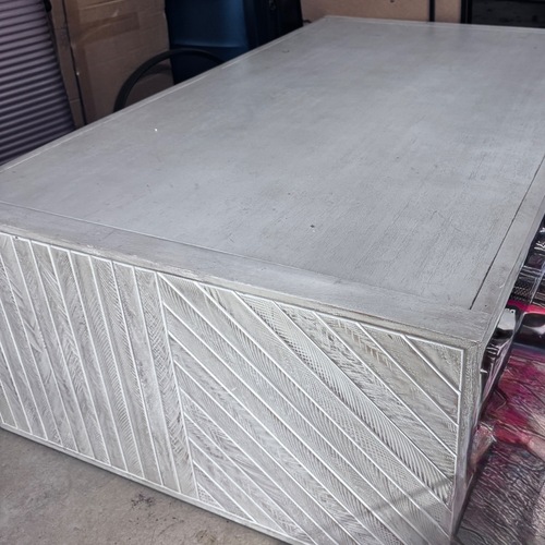 Used Crate & Barrel Dunewood Whitewashed Wood Coffee Table for sale on AptDeco