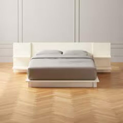 Used CB2 Andes Natural Wood Queen Bed for sale on AptDeco