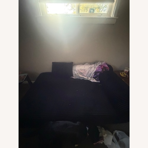 Used Walmart Black Fabric Loveseat for sale on AptDeco