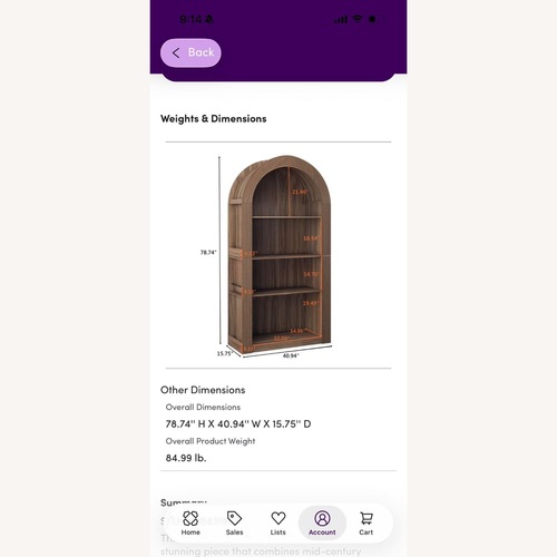 Used Large Arched Walnut Bookcase for sale on AptDeco