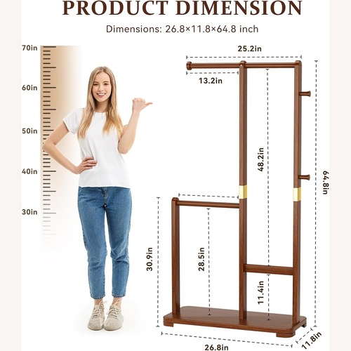 Used Amazon Dark Brown Wood Coat Rack for sale on AptDeco
