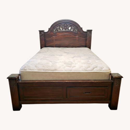 Used Dark Brown Wood King Bed for sale on AptDeco