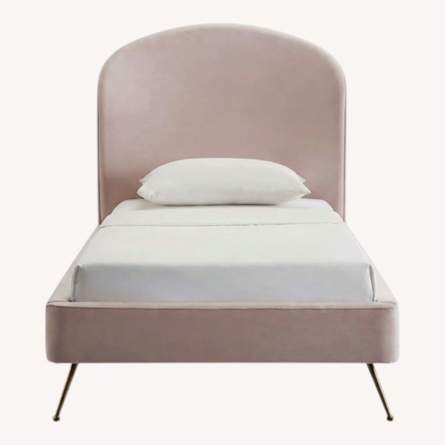 Used Pink Velvet Bed With Curved Headboard  for sale on AptDeco