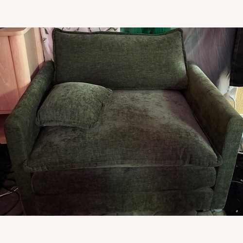 Used Green Modern Chenille Upholstered Armchair for sale on AptDeco