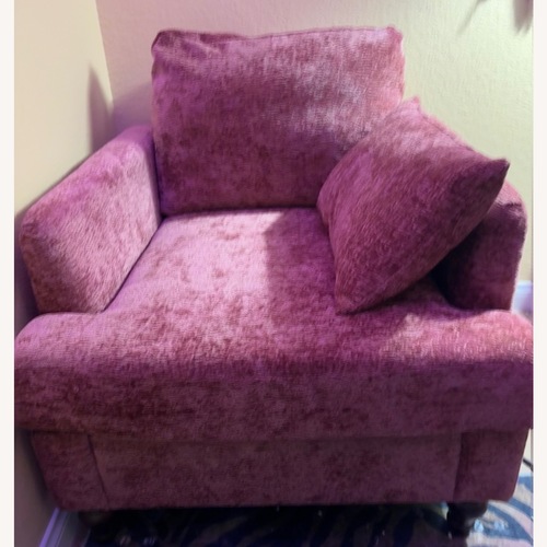Used Dark Pink WoodFrame Chenille Armchair for sale on AptDeco