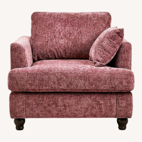 Used Dark Pink WoodFrame Chenille Armchair for sale on AptDeco