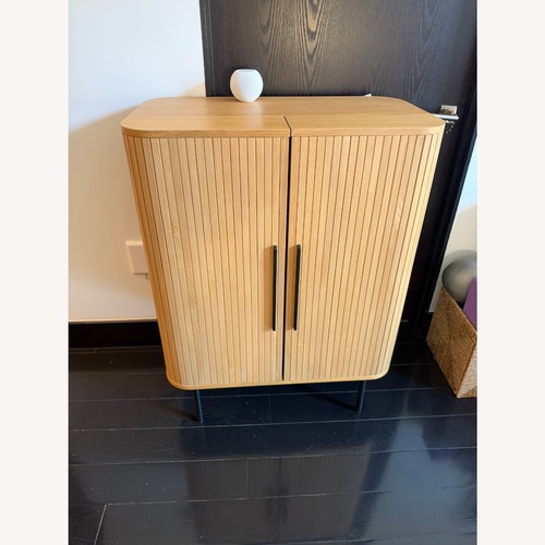 Used Sundays Easy Edge Bar Cabinet, White Oak for sale on AptDeco