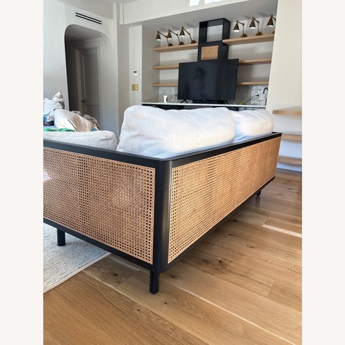 Used Rattan Black Frame 3 Seater Sofa for sale on AptDeco