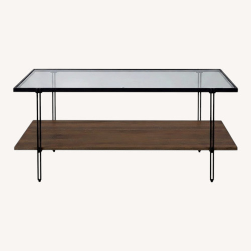 Used Glass Top Modern Coffee Table Walnut for sale on AptDeco