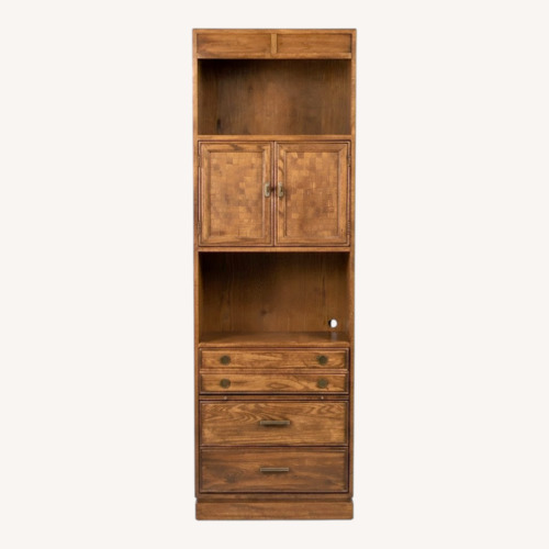Used Vintage Oak Wall Unit with Brass by Thomasville for sale on AptDeco