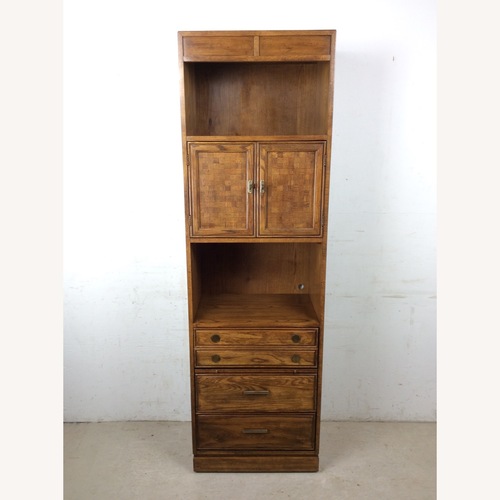Used Vintage Oak Wall Unit with Brass by Thomasville for sale on AptDeco