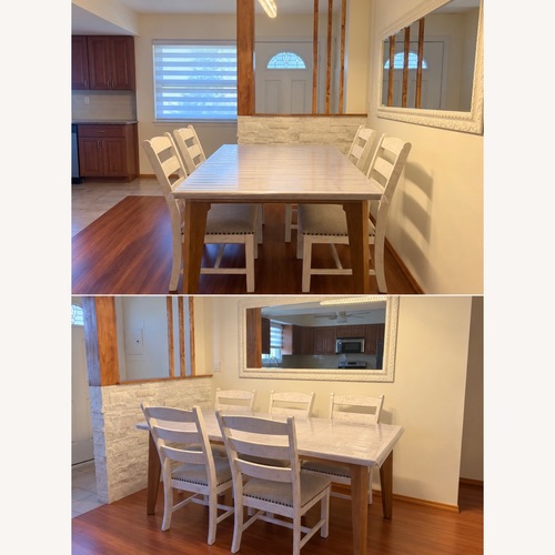 Used Elm Natural & Marble Dining Table for sale on AptDeco