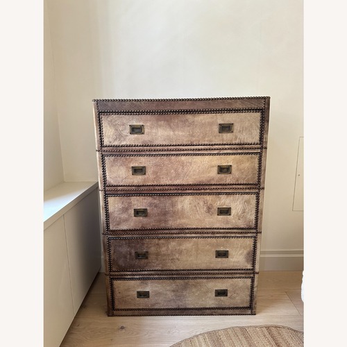 Used Restoration Hardware Marseilles Light Brown Leather Dresser for sale on AptDeco