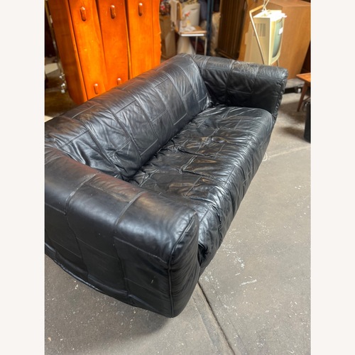 Used IKEA Klippan 1980s Black Leather Sofa for sale on AptDeco