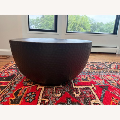 Used Crate & Barrel Fernando Metal Drum 32.5" Round Coffee Table for sale on AptDeco