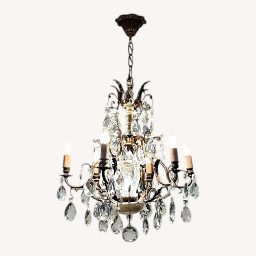 Used Elegant Tiered Brass & Crystal Chandelier for sale on AptDeco