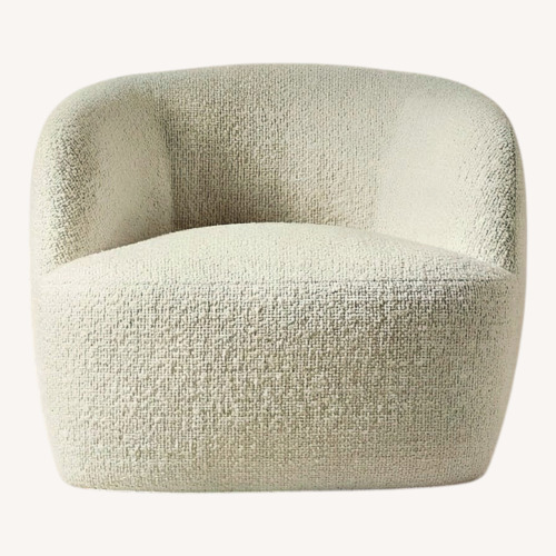 Used CB2 Gwyneth White Boucle Swivel Armchairs for sale on AptDeco