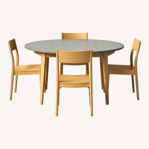 Used Light Gray Wood Dining Set for sale on AptDeco