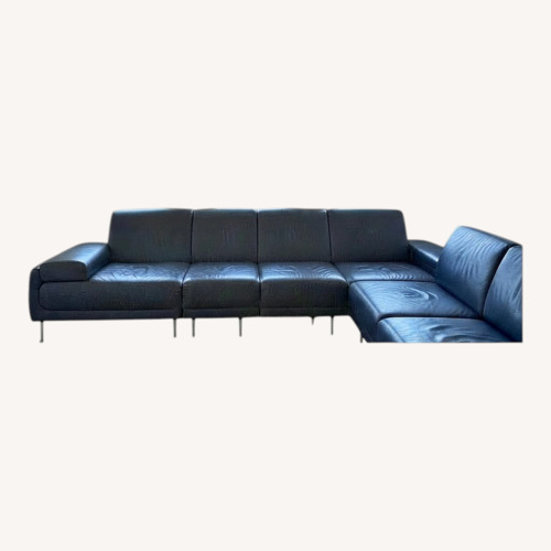 Used Vintage Natuzzi Italia Leather Sectional Navy Blue for sale on AptDeco