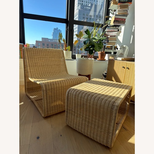 Used The Citizenry Natural Rattan Accent Chair Ottoman  for sale on AptDeco