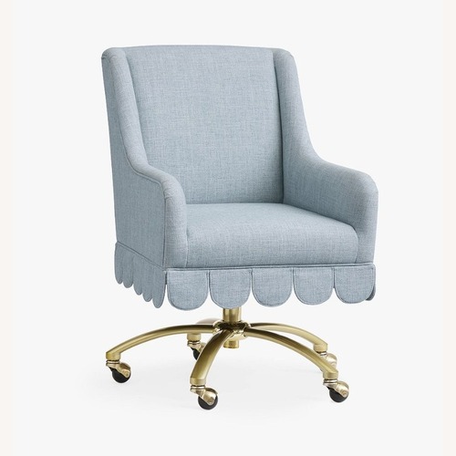 Used Pottery Barn Scalloped Fringe Swivel Desk Chair for sale on AptDeco