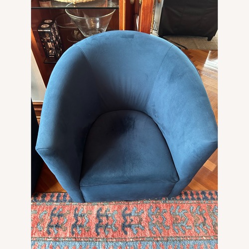 Used Accent Swivel Chairs, Blue Suede, Set of 2 for sale on AptDeco