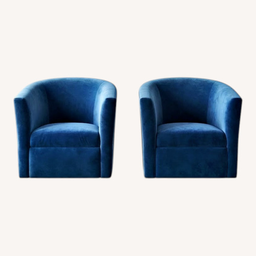 Used Accent Swivel Chairs, Blue Suede, Set of 2 for sale on AptDeco