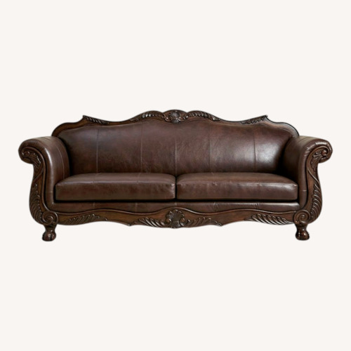 Used Leather Sofa With Pillows for sale on AptDeco