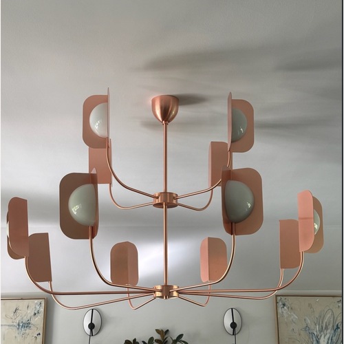 Used MCM Copper Finish Iron Leaf Chandelier  for sale on AptDeco