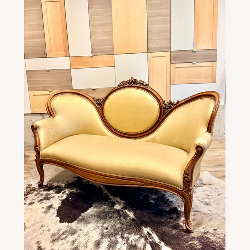 Used Vintage/Antique Finds Gold Wood Loveseat for sale on AptDeco