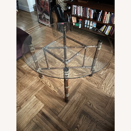 Used McGuire Bamboo Glass Top Dining Table for sale on AptDeco