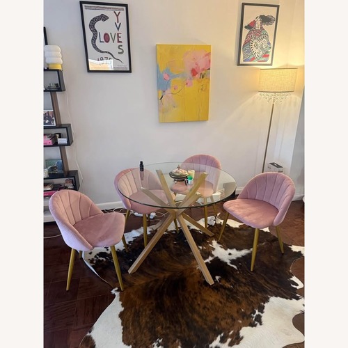 Used Jablon Glass Round Dining Table or Desk for sale on AptDeco