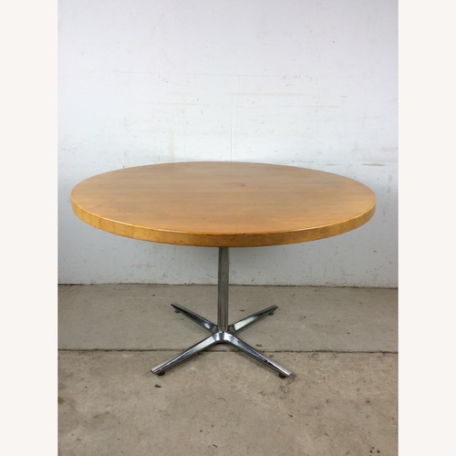 Used MCM Round Table with Butcher Block & Chrome for sale on AptDeco
