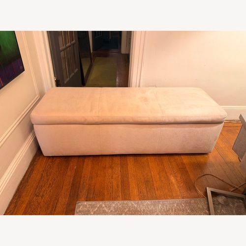 Used Pottery Barn Presley Leather Storage Bench (56”) for sale on AptDeco