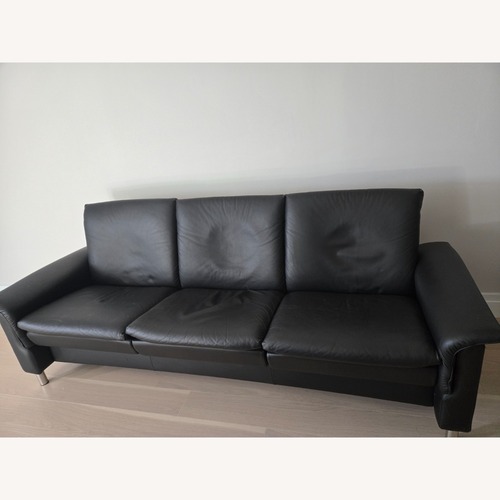 Used Black Leather 3+ Seater Sofa for sale on AptDeco