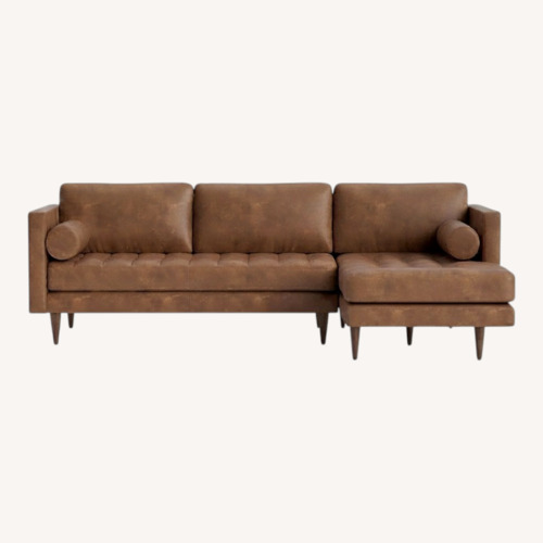Used Joybird Light Brown Leather 2 Piece Sectional for sale on AptDeco