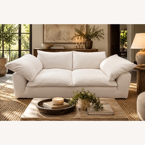 Used Restoration Hardware Cloud 7' Luxe Sofa, Perennials White for sale on AptDeco