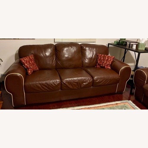 Used Dark Brown Leather 3+ Seater Sofa for sale on AptDeco