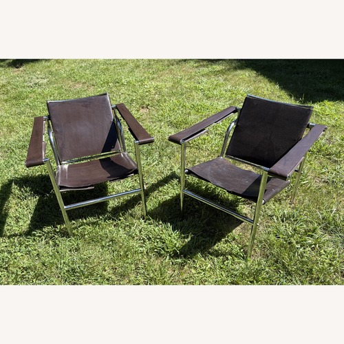 Used Le Corbusier LC1 Sling Chairs - Pair Brown Leather for sale on AptDeco