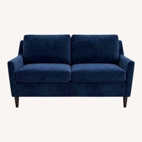 Used West Elm Paidge Blue Velvet 2 Seater Sofa for sale on AptDeco