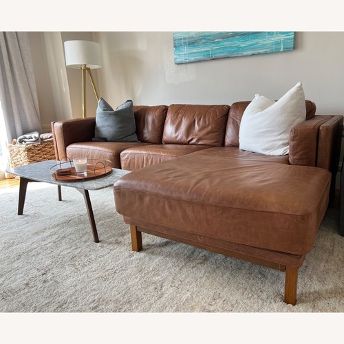 Used West Elm Dekalb Brown Leather Sectional for sale on AptDeco