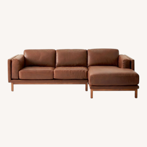 Used West Elm Dekalb Brown Leather Sectional for sale on AptDeco