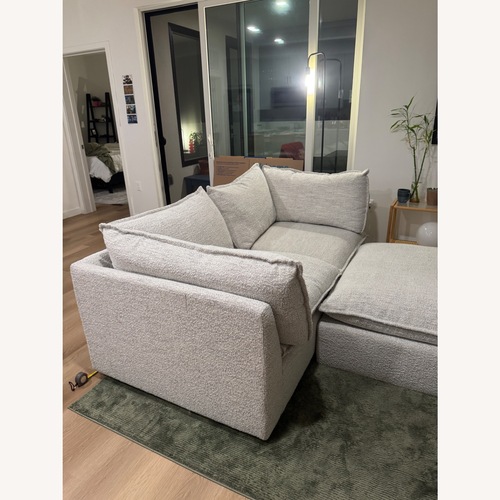 Used Living Spaces Light Gray Fabric 2 Piece Sectional for sale on AptDeco