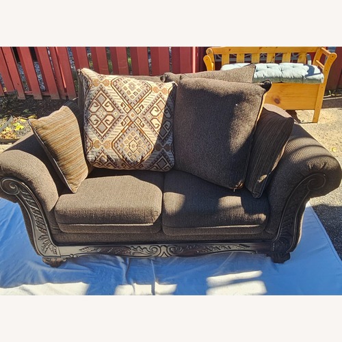 Used Dark Brown Fabric 2 Seater Sofa for sale on AptDeco