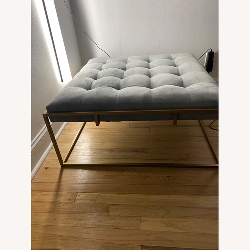 Used Light Gray Velvet Ottoman for sale on AptDeco