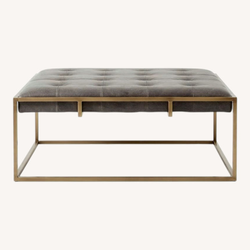 Used Light Gray Velvet Ottoman for sale on AptDeco